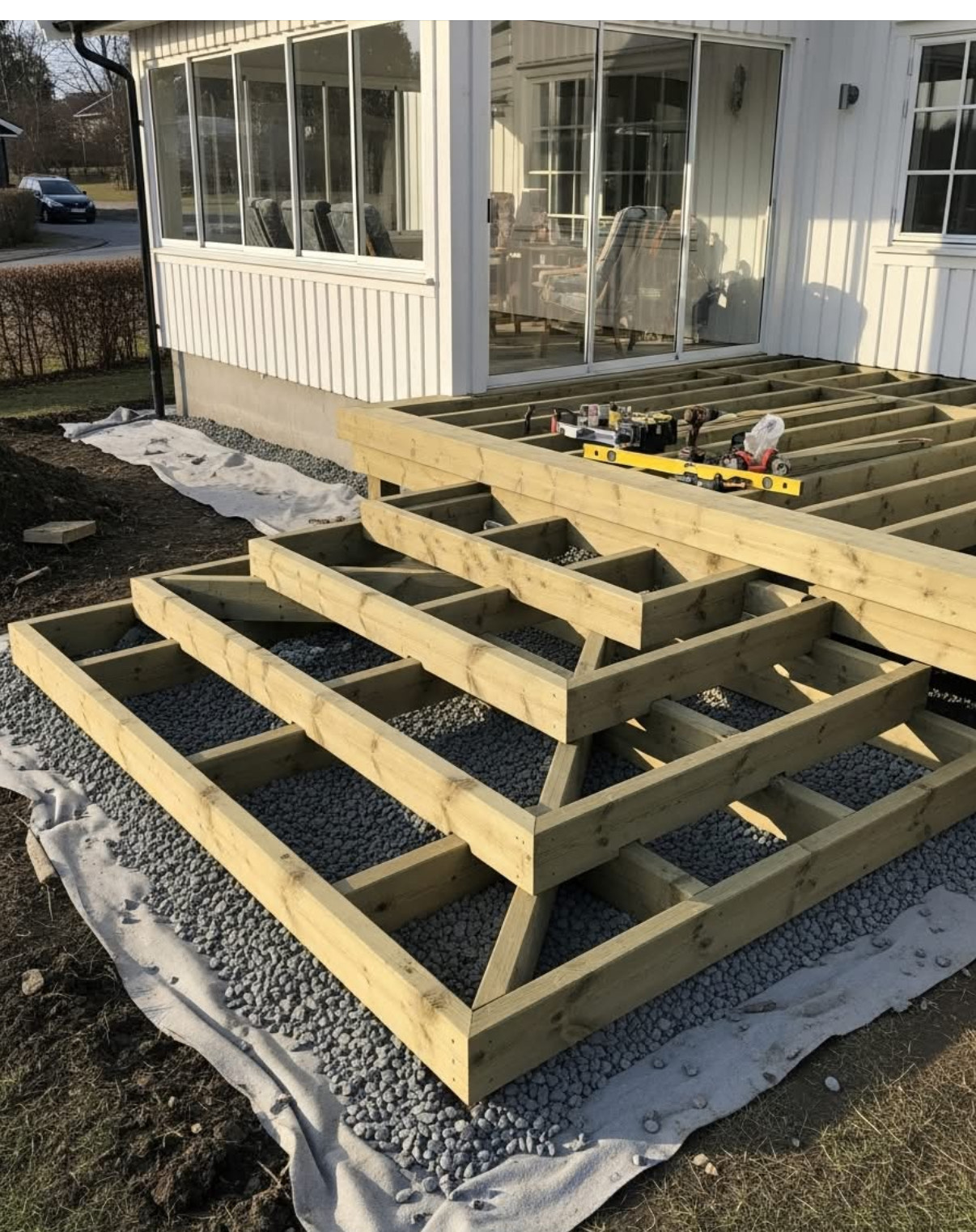 Ground-Level Deck Framing - Pressure-Treated Joist Installation