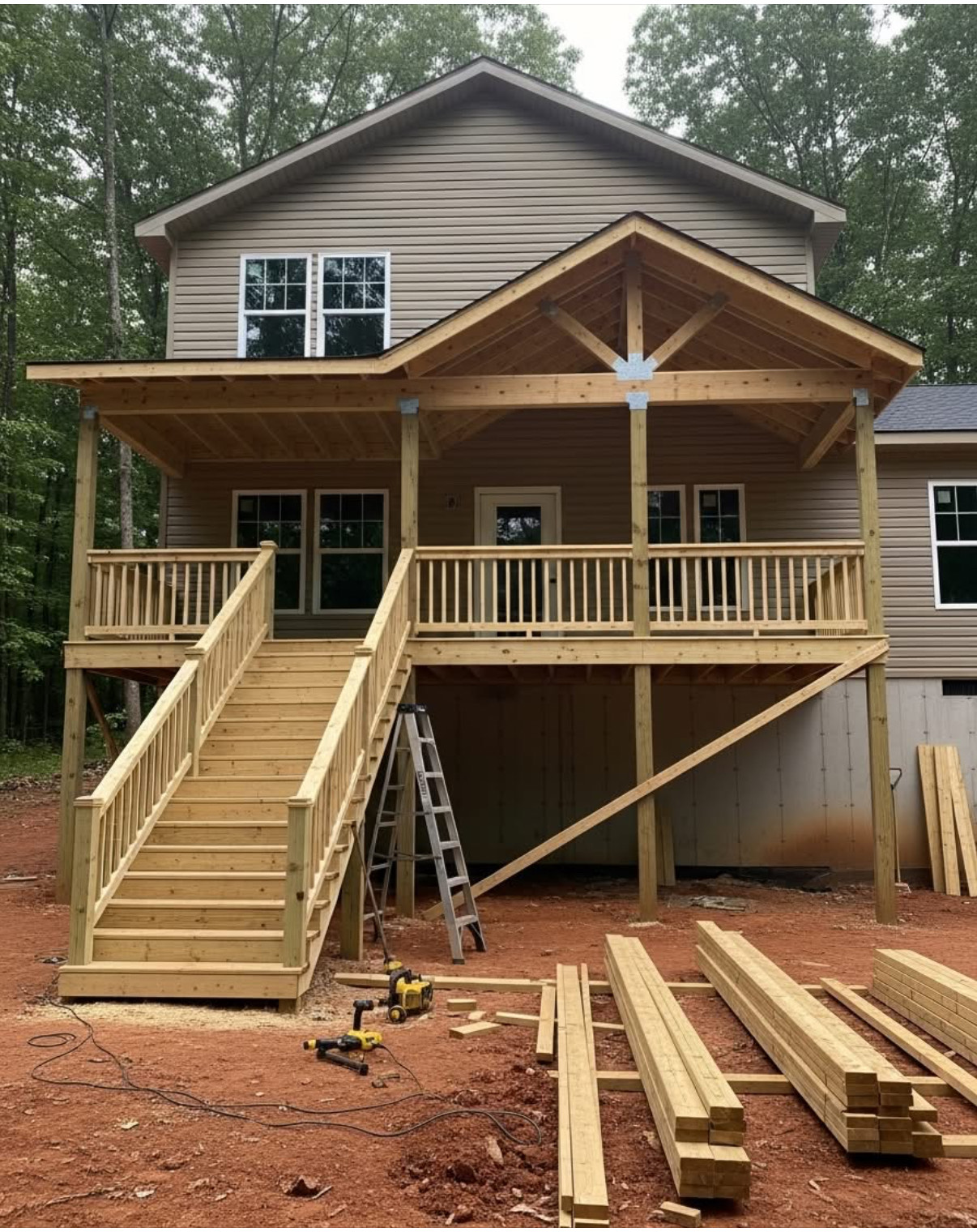 Covered Deck with Gable Roof - Custom Porch Construction