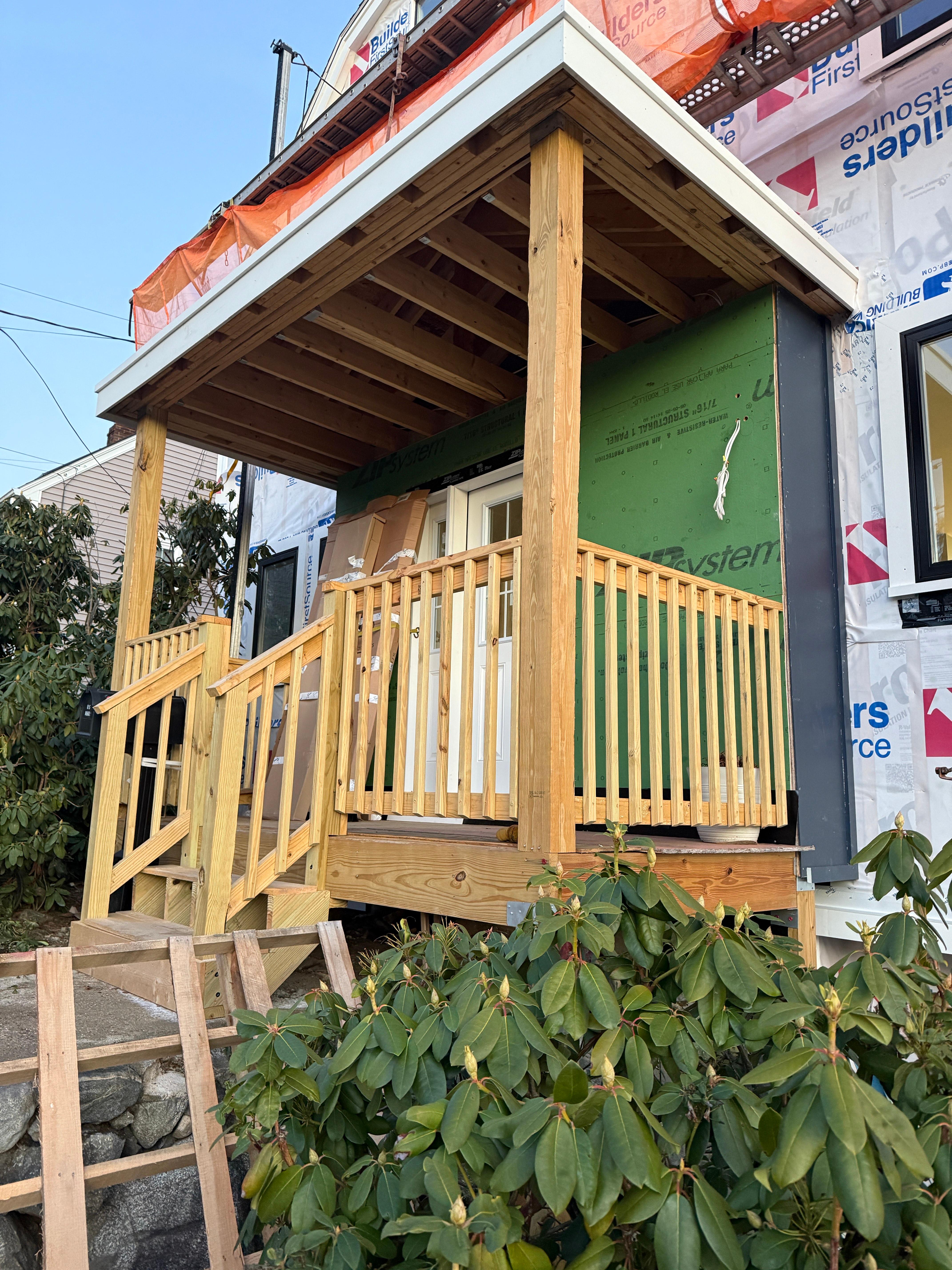 Completed Second-Story Deck - Custom Railing and Post Installation